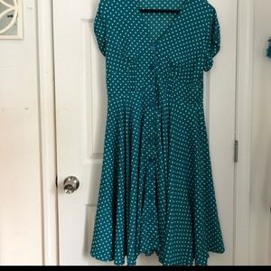 Turquoise polkadot dress-vintage inspired